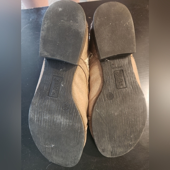 Brash Lace-Accent Tan Ankle Boots - Picture 3 of 6